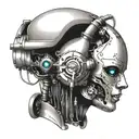 AI robot face tattoo design idea