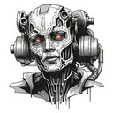 AI robot face tattoo design idea