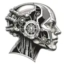 AI robot face tattoo design idea