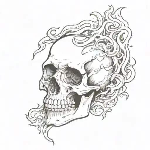 skull flame tattoo design idea