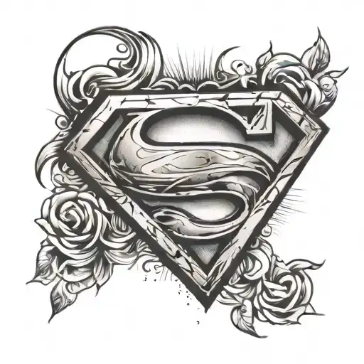 Superman like logo S with the wordings patience is virtue on it tattoo design idea