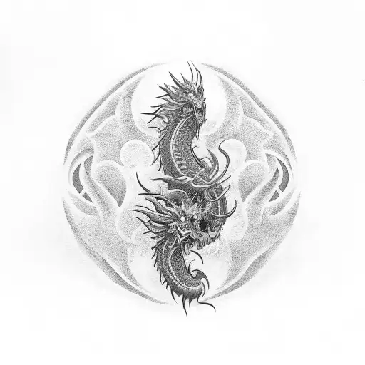 Jing und Jang mit Drache  tattoo design idea