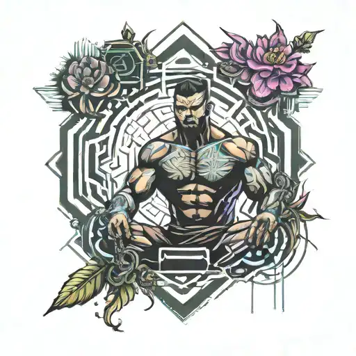 Man CrossFit clean with national Thailand flower on bottom right tattoo design idea
