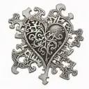 A puzzle piece forming a heart shape with intricate details tattoo design idea