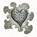 A puzzle piece forming a heart shape with intricate details tattoo design idea