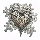 A puzzle piece forming a heart shape with intricate details tattoo design idea