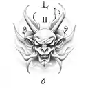 Devil with a clock  tattoo design idea