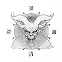 Devil with a clock  tattoo design idea