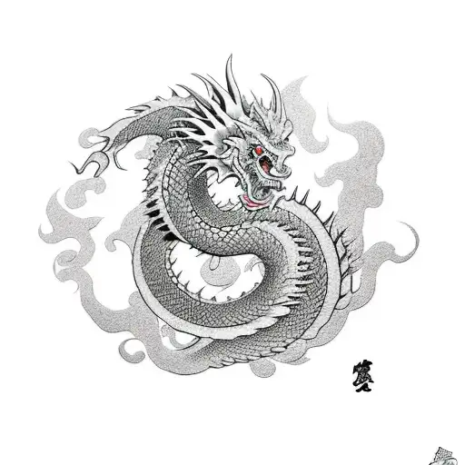 Japanese dragon stencil  tattoo design idea