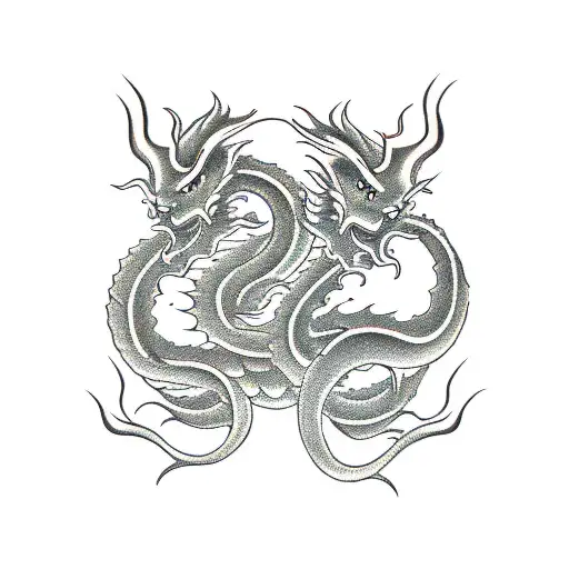 Japanese dragon stencil  tattoo design idea