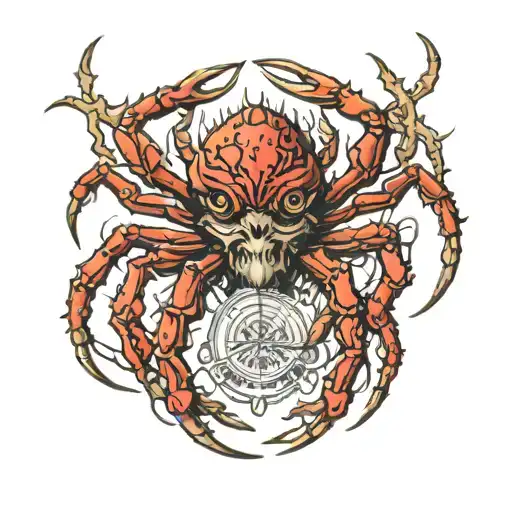 spider crab god tattoo design idea