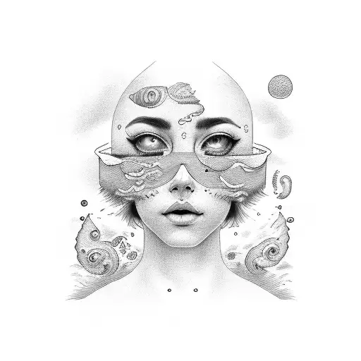 eyes are the ocean jeeo your head in the clouds tattoo design idea