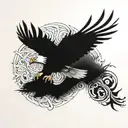 eagle soaring with 3D feather patterns tattoo design idea