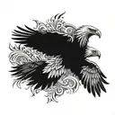 eagle soaring with 3D feather patterns tattoo design idea