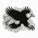 eagle soaring with 3D feather patterns tattoo design idea
