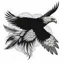 eagle soaring with 3D feather patterns tattoo design idea