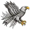 eagle soaring with feather patterns tattoo design idea