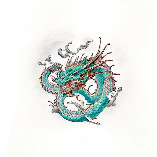 dragon, sleeve, clouds, art by horimouja, art by horiyoshi, art by shige, vertical design tattoo design idea