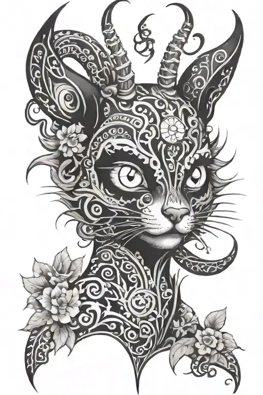 gothic, maybe kuromi, not too many details, tribal  tattoo design idea