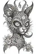 gothic, maybe kuromi, not too many details, tribal  tattoo design idea