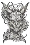 gothic, maybe kuromi, not too many details, tribal  tattoo design idea