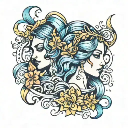sister tattoo Aquarius virgo tattoo design idea