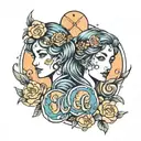 sister tattoo Aquarius virgo tattoo design idea