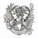 sister tattoo Aquarius virgo tattoo design idea