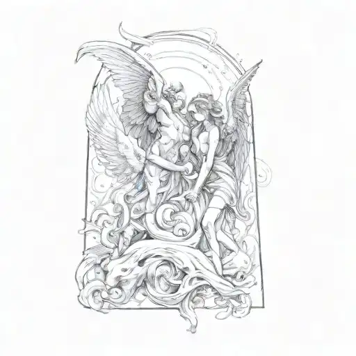 angel and demon tattoo design idea