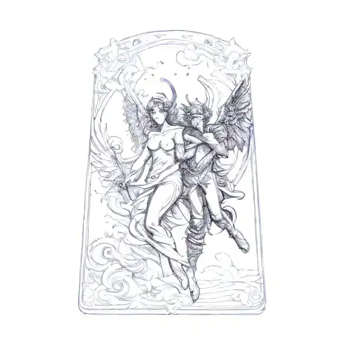 angel and demon tattoo design idea