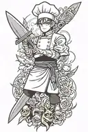 Chef knife surrounded tattoo design idea