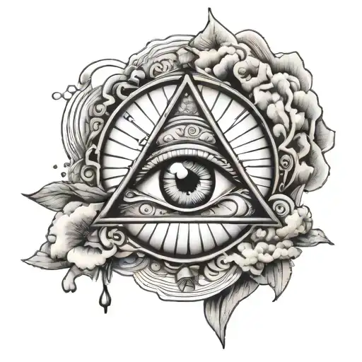 all seeing eye with my girlfriends eye in the middle with clouds and the Bible verse I know the plans I have for you tattoo design idea