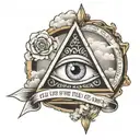 all seeing eye with my girlfriends eye in the middle with clouds and the Bible verse I know the plans I have for you tattoo design idea