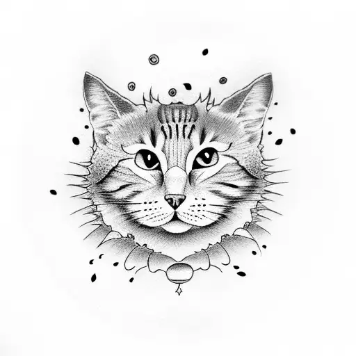 sunflower cat smoke Ying yang tattoo design idea