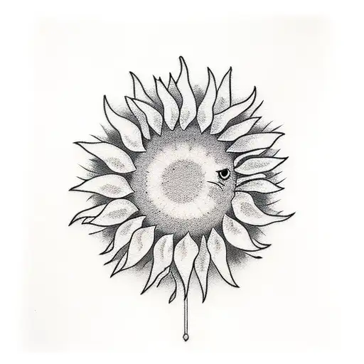 sunflower cat smoke tattoo design idea
