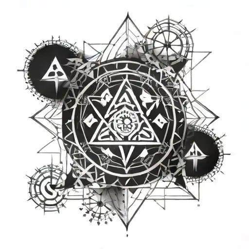 A geometric mandala design incorporating mathematical symbols and shapes, symbolizing the balance between math and meditation tattoo design idea