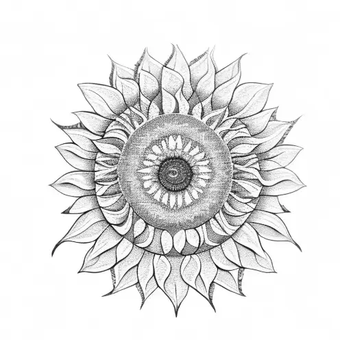 Ornament  indian style with a sunflower in the middle  tattoo design idea
