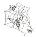 spider web and butterfly emerging tattoo design idea