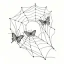 spider web and butterfly emerging tattoo design idea