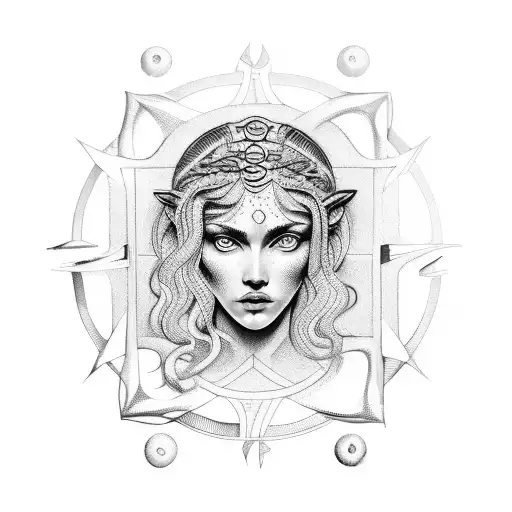 Hecate Greek goddess  tattoo design idea