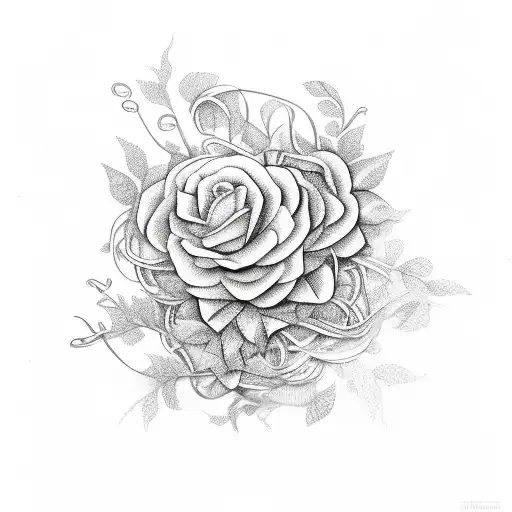 Leukemia ribbon wrapped in floral vines tattoo design idea