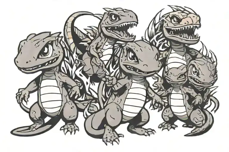 Charmander evolution line tattoo tattoo design idea