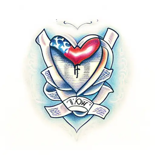 A heart with the names Joel, Ashley, John Jr, and Kyrsten inside tattoo design idea