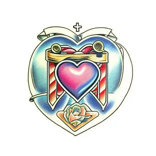 A heart with the names Joel, Ashley, John Jr, and Kyrsten inside tattoo design idea