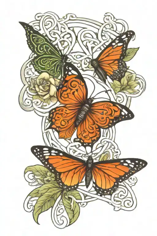 celtic sisterhood tattoo and celtic butterfly surrounded tattoo design idea