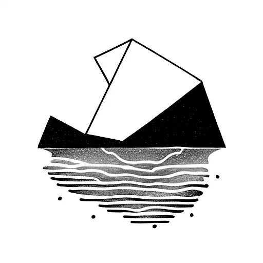 iceberg with bottom like fingerprints and upper with colored shapes tattoo design idea