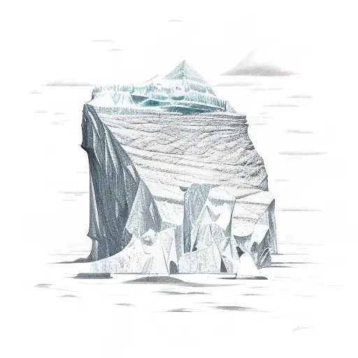 iceberg with bottom like fingerprints and upper with colored shapes tattoo design idea