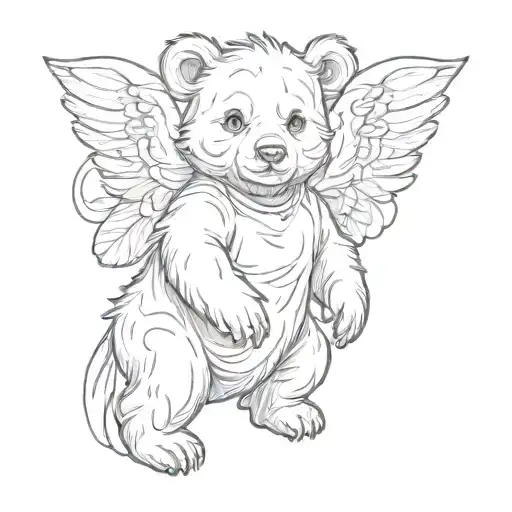 baby bear angel tattoo design idea