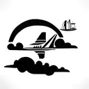 voyage avec avion et boussole tattoo design idea