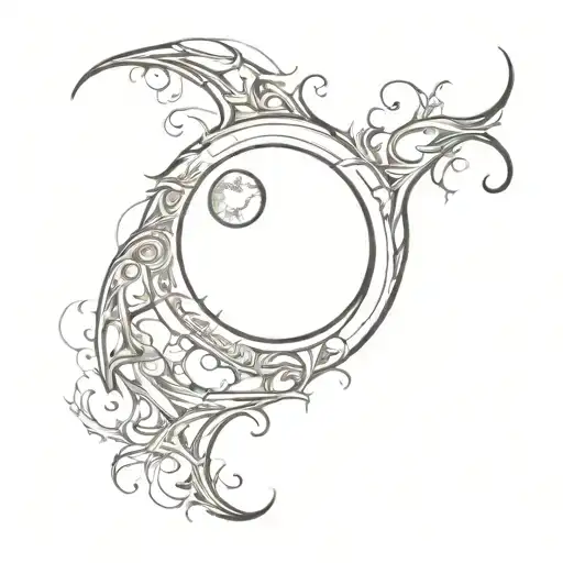 An intricate fantasy book with a moon and eclipse as the cover design tattoo design idea